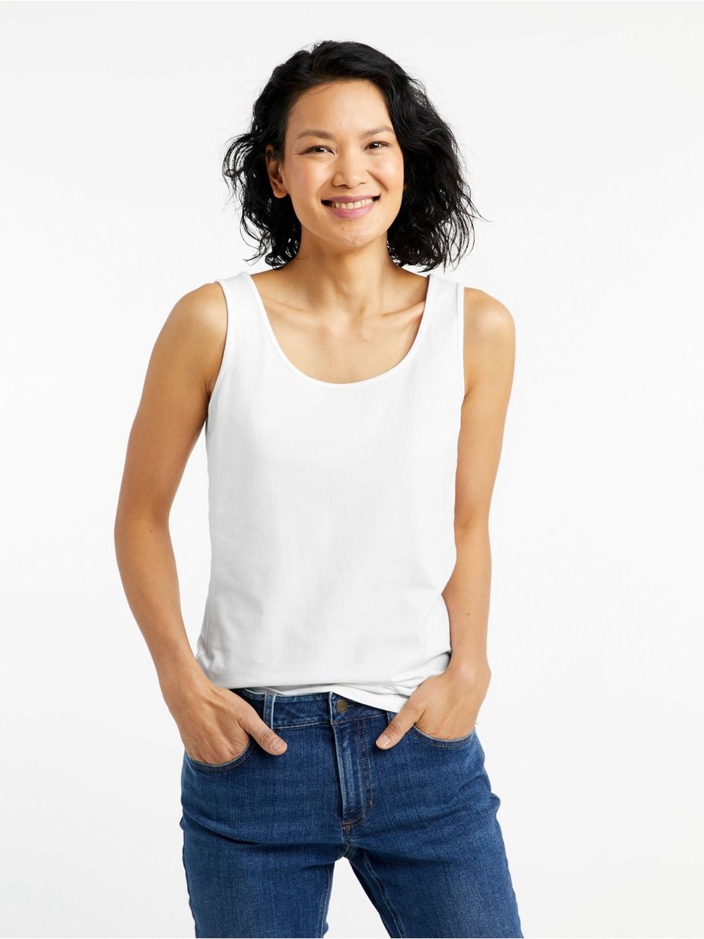 LL Bean Unshrinkable Layering Tank Bundle of Three White Gray Cream Large NEW - Picture 2 of 10